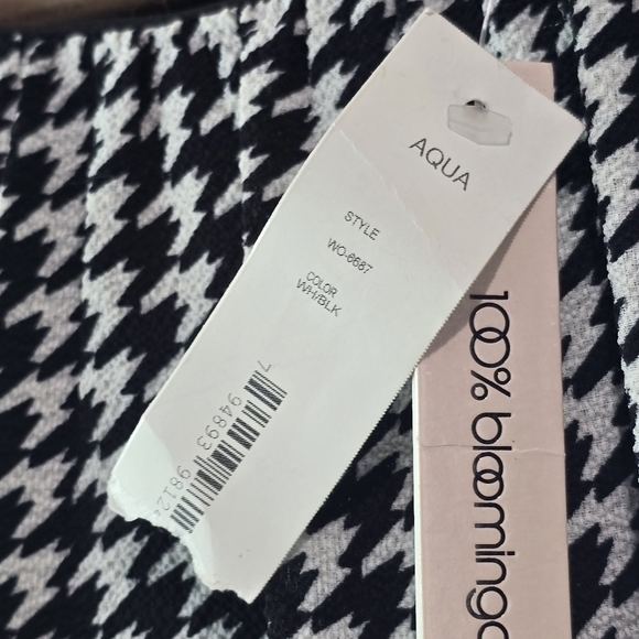 Aqua Dress Womens Small Black White Houndstooth Tank Mini Short Flounce Peplum - Picture 10 of 12